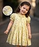 Mark & Mia Cotton Half Sleeves Frock With Floral Print - Yellow