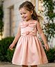 Babyoye Victoria Satin Woven Sleeveless Party Dress With Floral Applique - Pink