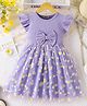 Mark & Mia Sleeveless Flared Party Dress with Floral Print & Bow Applique - Purple