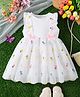 Mark & Mia Sleeveless Floral Embroidered Party Dress with Frill & Bow Detailing - White