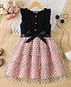 Mark & Mia Frill Sleeves Party Dress With Polka Dot Print & Bow Applique - Black & Pink
