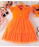 Mark & Mia Cap Sleeves Solid Party Dress - Orange