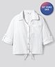 Primo Gino 100% Cotton Woven  Double Gauze Dropped Shoudler Half Sleeves Solid Colour Shirt Style Top with Knot- White