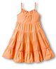 Primo Gino 100% Cotton Woven Sleeveless Solid Frock - Peach