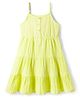 Primo Gino 100% Cotton Double Gauze Woven Sleeveless Solid Textured Dress - Limegreen
