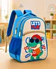 Babyhug 15 Inches Crocodile Lets Go Backpack |1 Main Compartments, 1 Front Pockets 1 side Bottle Pocket|Water Resistant|Long lasting and Durable Zippers | For School Travel and Outdoors|White Blue