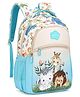 Babyhug 16 Inches Jungle Theme Backpack | 2 Main Compartments, 2 Front Pockets, 2 Side Bottle Pockets | Water Resistant | Durable Zippers | For School, Travel & Outdoors | Blue White