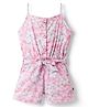 Dew Drops Cotton Woven Sleeveless Jumpsuit With Floral Print - Pink