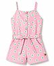 Dew Drops Cotton Woven Sleeveless Floral Printed Jumpsuit With Belt - Pink