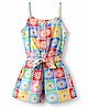 Dew Drops Cotton Woven Sleeveless Jumpsuit with Floral Print - Multicolor