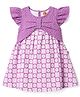 Dew Drops Cotton Woven Half Sleeves Flared One Piece Frock With Floral & Polka Dots Print - Mauve