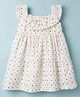 Dew Drops Cotton Woven Sleeveless Heart Printed Tiered Frock - Off White