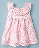 Dew Drops Cotton Woven Sleeveless Heart Printed Tiered Frock -Pink