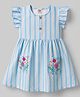 Dew Drops Cotton Woven One Piece Floral Embroidered Dresses/Frocks Sleeveless Light Blue 4-5 Years