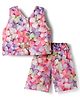 Dew Drops Cotton Woven Sleeveless Marshmallow Printed Co-Ords Top & Shorts Set - Pink