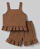 Dew Drops Cotton Woven Sleeveless Solid Top & Shorts Co-ord Set - Rust