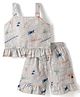 Dew Drops Cotton Woven Sleeveless Top & Shorts Co-ord Set with Text Print - Grey