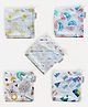 Polka Tots 100% Muslin Cotton Printed Pack of 5 Washcloth - Multicolor