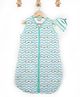 Polka Tots 100% Cotton Sleeping Bag with Cap - Wave Print - Blue