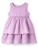 Bonfino Cotton Rib Knit and Woven Dress with Tiers Lavender 9-12 Months