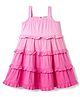 Bonfino 100% Cotton Woven Sleeveless Dress with Ombre Wash Effects & Floral Embroidery - Pink
