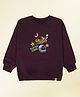Kiddopanti Cotton Fleece Knit Full Sleeves Galaxy Text Printed Light Winter Sweatshirt - Wine