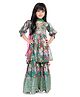 Betty By Tiny Kingdom Silk Woven Three Fourth Sleeves Floral Printed Top & Palazzo Set With Dupatta - Green