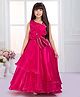 Tiny Kingdom Satin Woven Sleeveless Floral Applique Detailed Pearls Embellished Gown - Pink