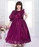 Tiny Kingdom Silk Woven Sleevless Floral Applique Frill Detailed Gown - Wine
