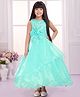Tiny Kingdom Tissue Woven Sleeveless Sequins Embellished Floral Applique Detailed Gown - Blue