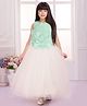 Tiny Kingdom Net Woven Sleeveless Floral Applique Detailed Gown - White