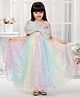 Tiny Kingdom Net Woven Sleeveless Sequins Embellished Bow Applique Detailed Gown - Multi Colour