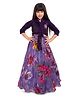Tiny Kingdom Woven Three Fourth Sleeves Beads Embellished Top & Skirt Set - Purple