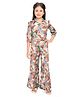 TINY BABY Synthetic Woven Three Fourth Sleeves Floral Printed Top & Palazzo Set - Cream