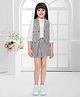 TINY BABY Synthetic Woven Houndstooth Printed Jacket & Skort Set With Three Fourth Sleeves Top - Black