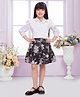 TINY BABY Satin Woven Three Fourth Sleeves Frill Detailed Top With Skirt Set - White