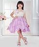 Tiny Kingdom Satin Woven Half Sleeves Floral Applique Detailed Dress - Purple