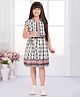 TINY BABY Linen Woven Abstract Printed Dress With Half Sleeves Jacket - Cream