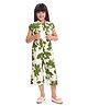 TINY BABY Woven Half Sleeves Abstract Printed Jumpsuit With Jacket & Belt - Green