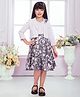TINY BABY Woven Three Fourth Sleeves Floral Printed Dress With Jacket - White
