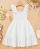 tior Knit Frill Sleeves Mesh & Smock Detailed Dress - White