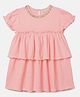 BYB Premium Cotton Knit Half Sleeves Lace Detailed Dress - Peach