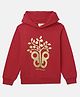 BYB Premium Cotton Knit Full Sleeves Tree Foil Printed Hooded Sweatshirt - Red