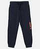 BYB Premium Cotton Knit Unbonded Joy Text Printed Trackpant - Navy Blue