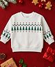 Kidbea Cotton Knit Christmas Theme Full Sleeves Tree Printed Sweatshirt - White