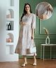 NIGHTSPREE Viscose Rayon Woven Three Fourth Sleeves Striped Maternity Dress With Side Zipper Nursing Access  -Brown