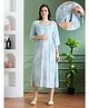 NIGHTSPREE Viscose Rayon Woven Three Fourth Sleeves Striped Maternity Dress With Side Zipper Nursing Access - Sea Green