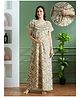 NIGHTSPREE Cotton Woven Half Sleeves Floral Printed Maternity Nighty With Side Zipper Nursing Access - Mustard