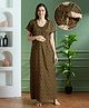 NIGHTSPREE Cotton Woven Half Sleeves Floral Printed Maternity Nighty Gown With Side Zipper Nursing Access - Mustard