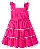 Pine Kids Woven Sleeveless Solid Colour Tiered Frock - Fuchsia